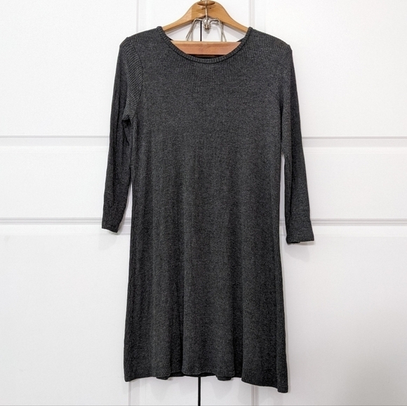Anthropologie Velvet by Graham & Spencer Dress Women's Small Gray Sweater Ribbed - Picture 1 of 5